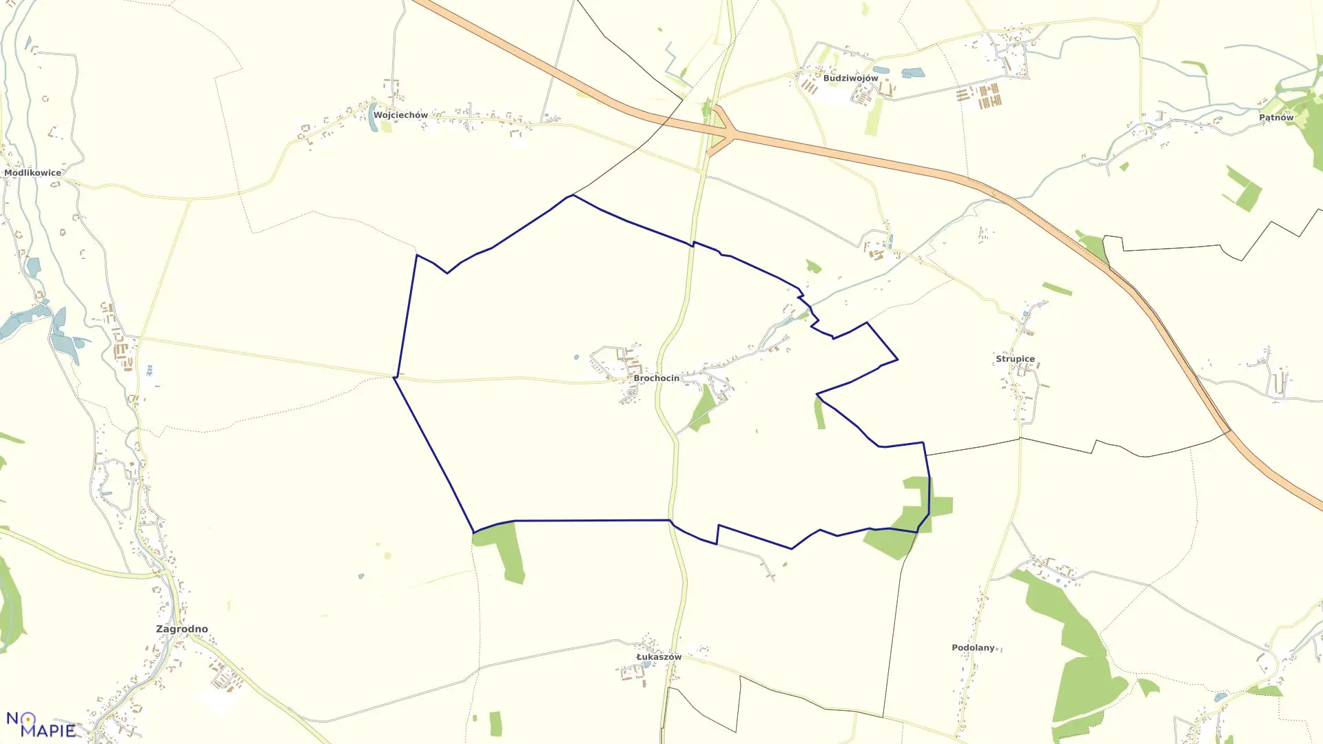 Mapa obrębu BROCHOCIN w gminie Zagrodno