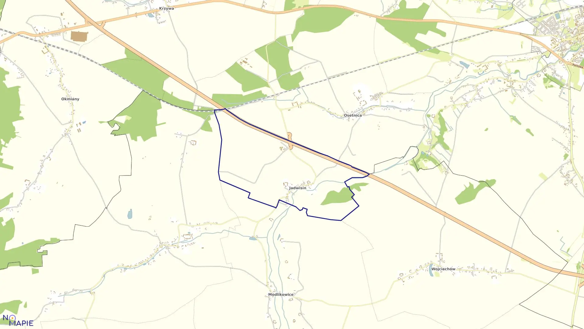 Mapa obrębu JADWISIN w gminie Zagrodno