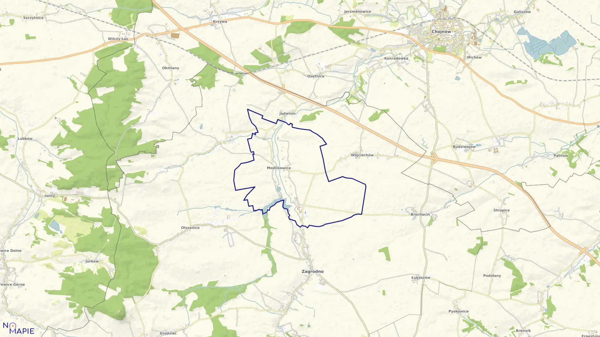 Mapa obrębu MODLIKOWICE w gminie Zagrodno