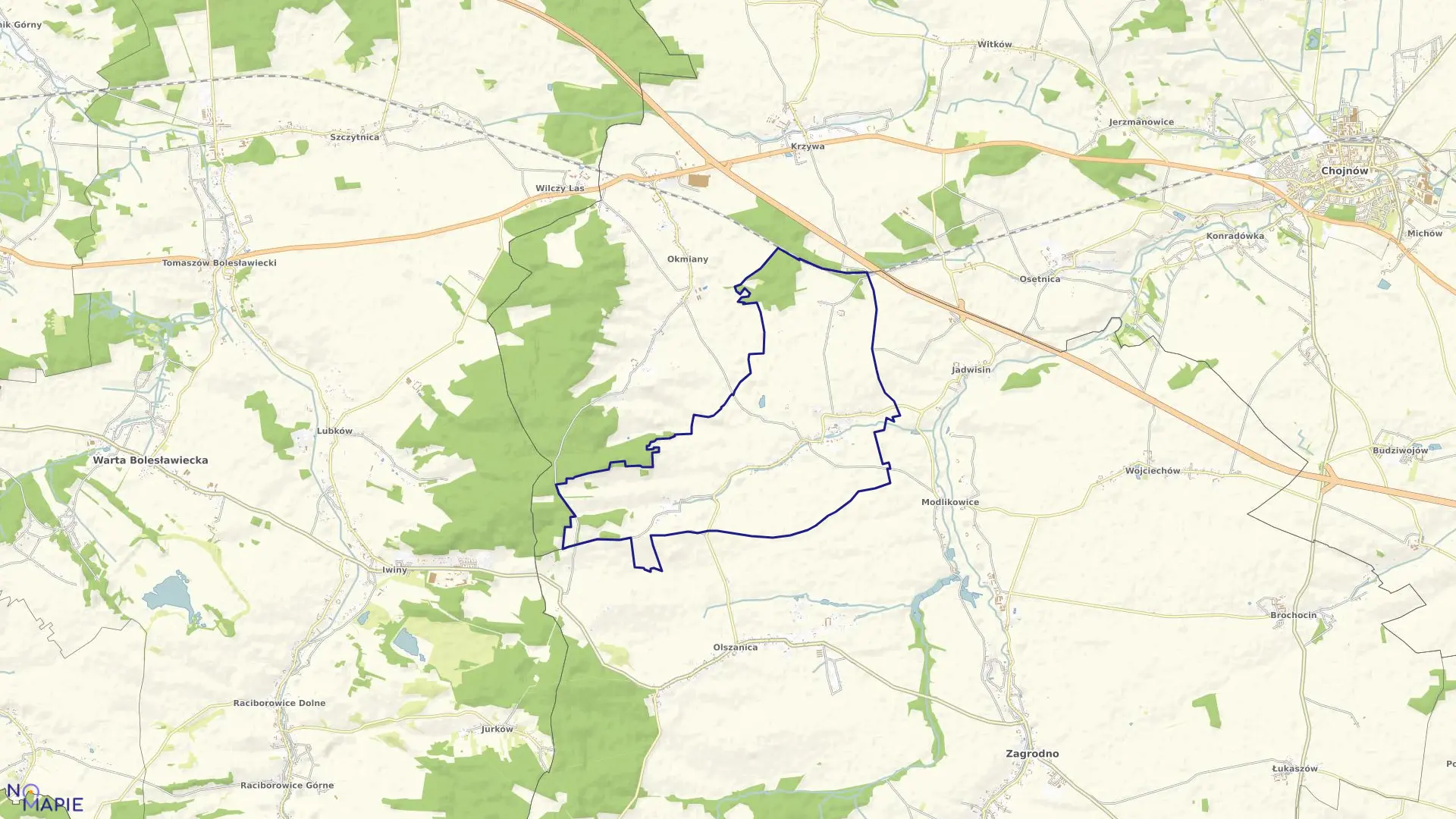 Mapa obrębu RADZIECHÓW w gminie Zagrodno